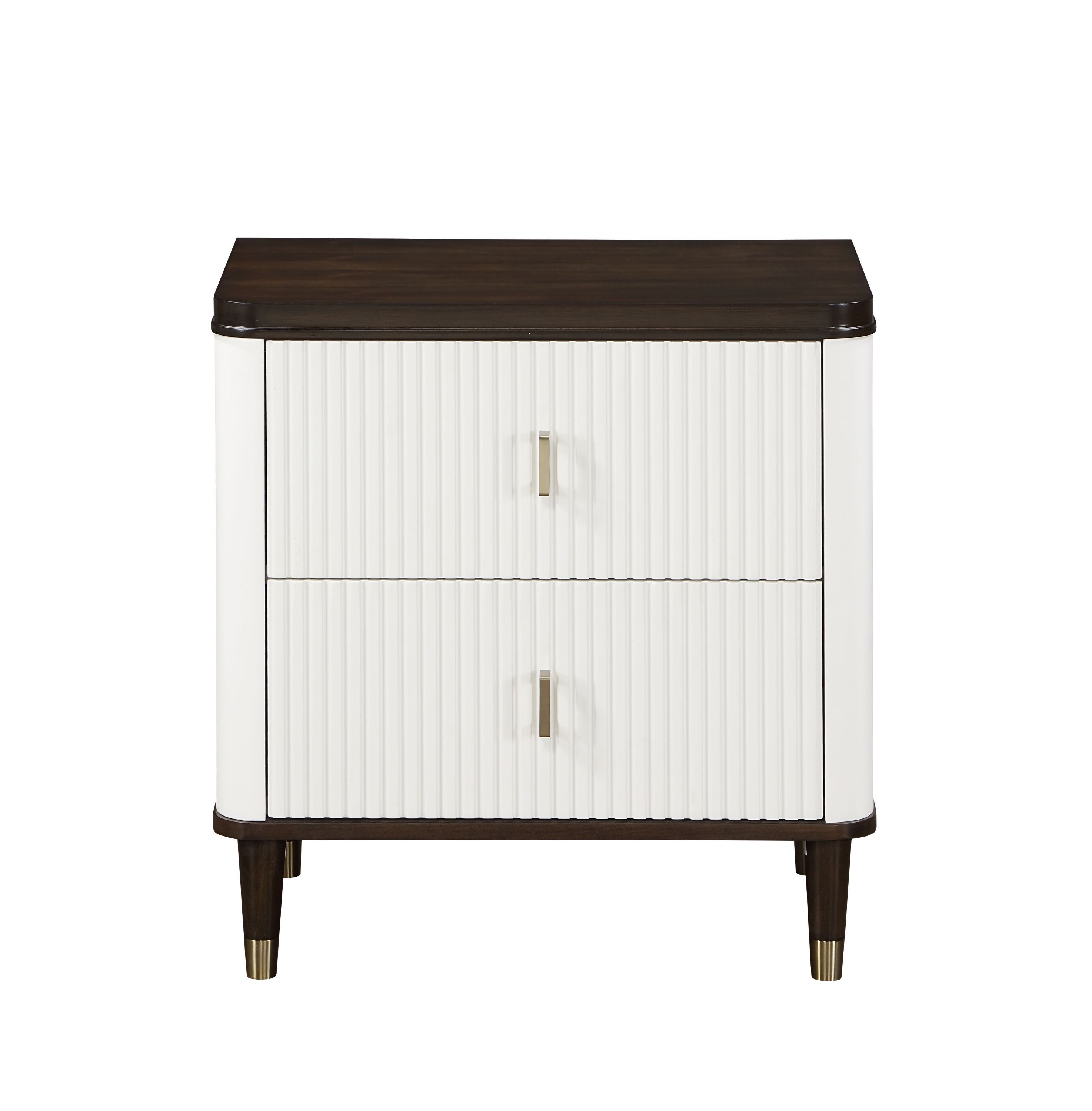 Nightstand With USB, White & Brown Finish-2