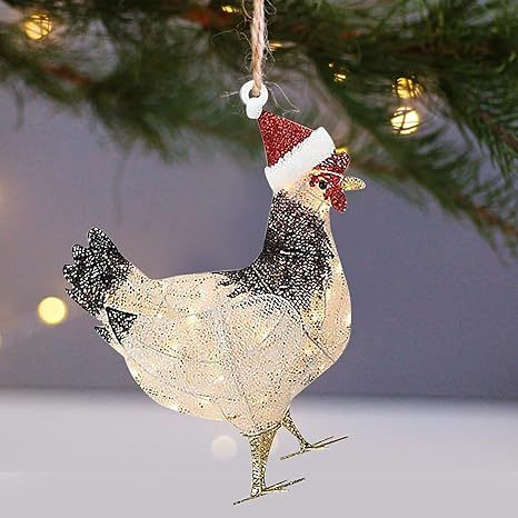 4 Pack Hanging Rooster Decorations, Hanging Chicken Christmas Ornaments