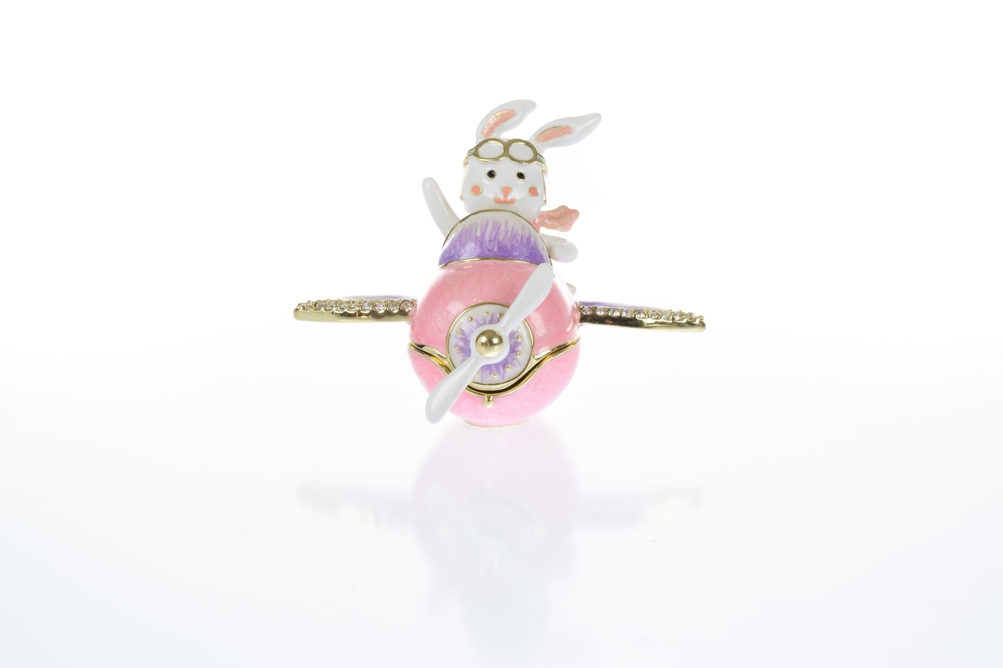 Bunny flying a pink plane trinket box-3