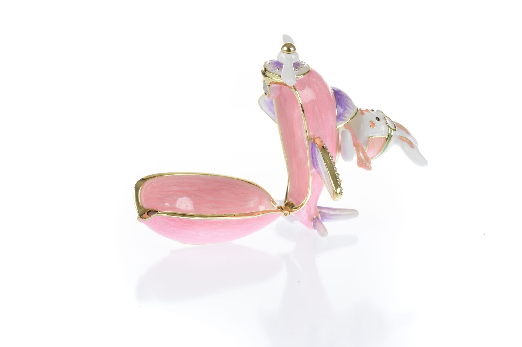 Bunny flying a pink plane trinket box-4