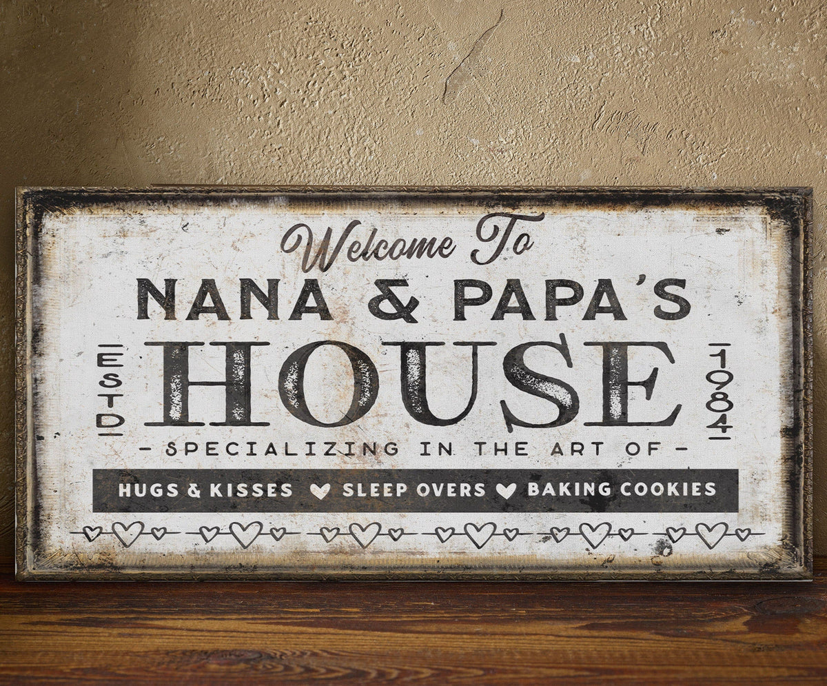 Grandma & Grandpas House Canvas Sign | Personalizable Grandparent Gift