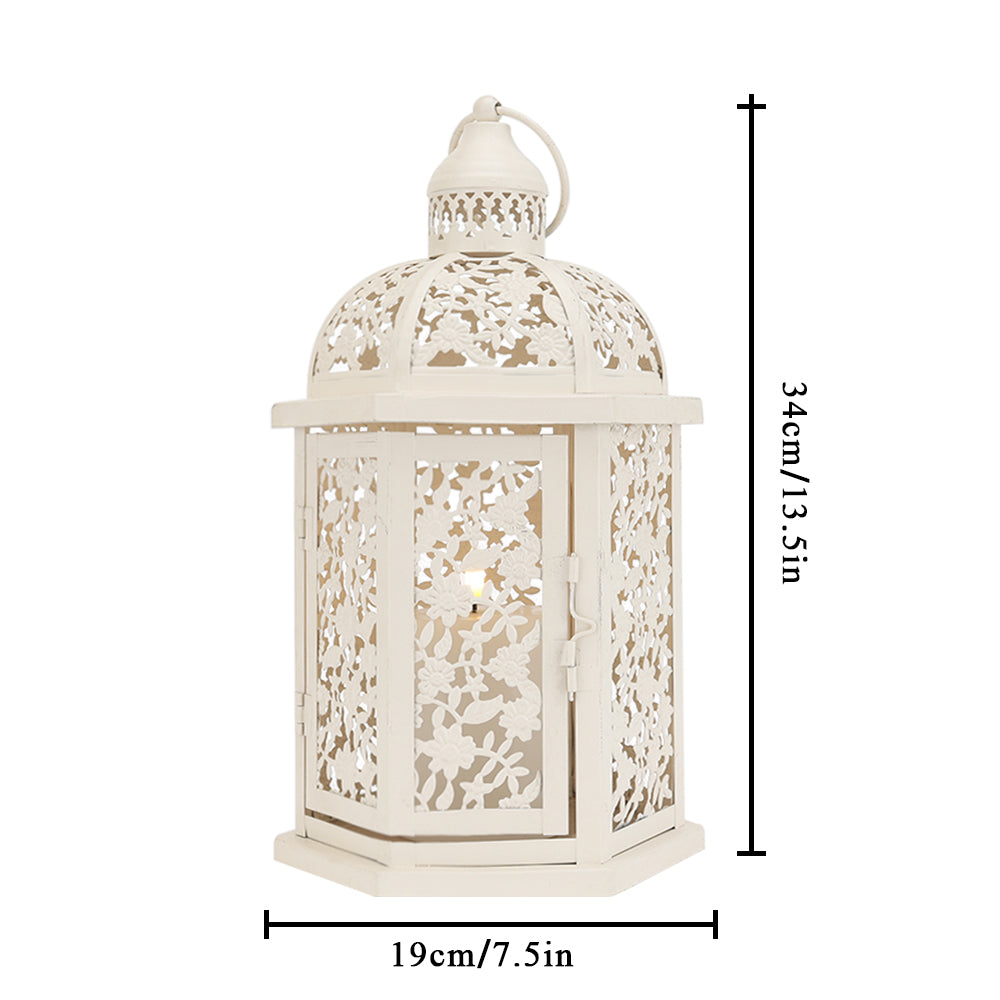 13.5''H Metal Candle Holder Rustic Decorative Lanterns-1