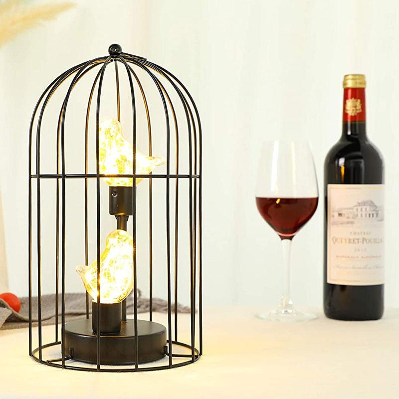 12"Tall Battery Operated Birdcage Decorative Lamp-1