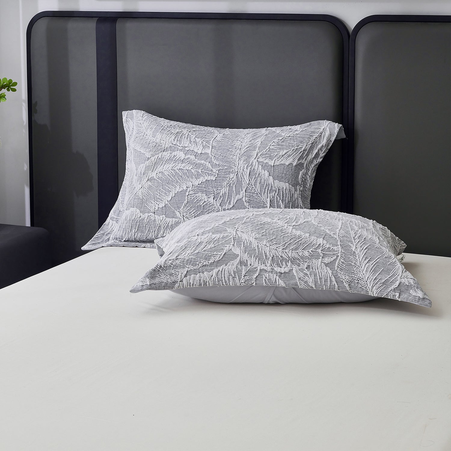 Closeout - 7 Piece Gray Chenille Jacquard Comforter Set