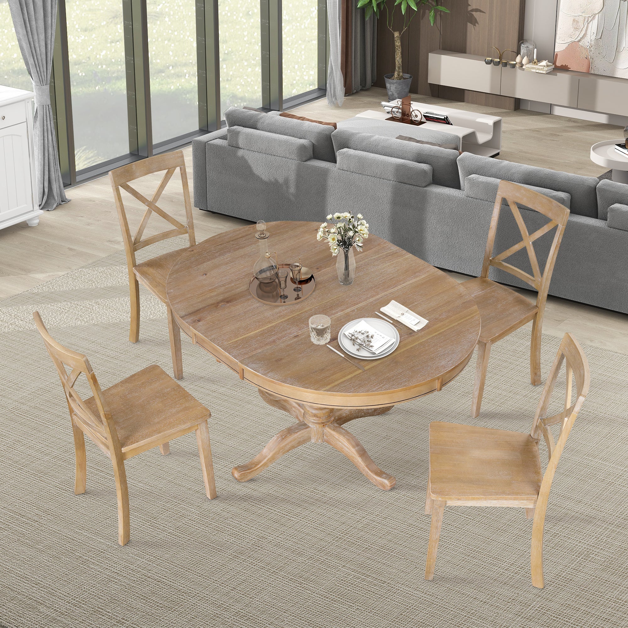 5 Piece Kitchen Table Set for Dining Room ( 4 Chairs + 1 Round Table)