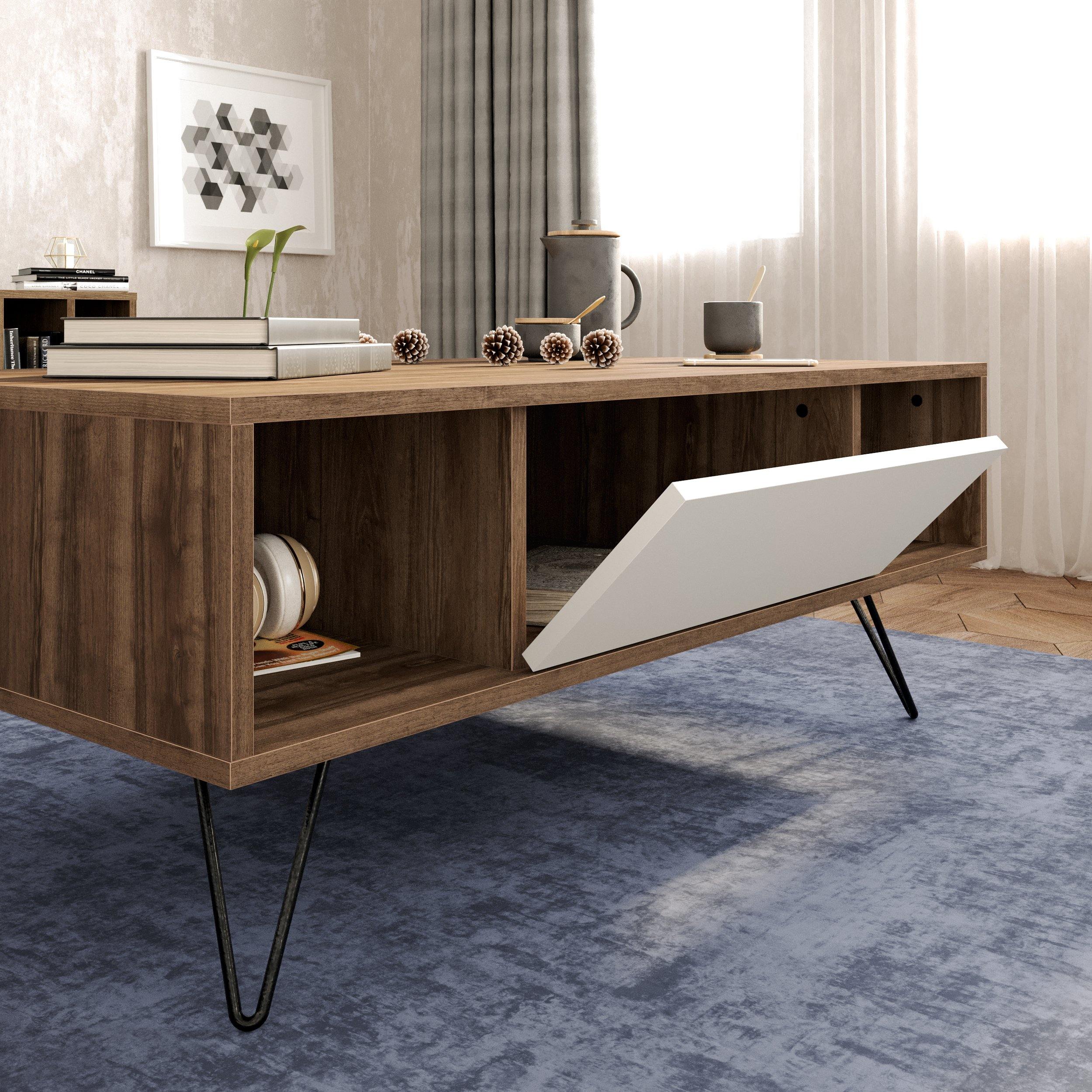 Mistico 47" Wide Coffee Table with A Cabinet and Shelves