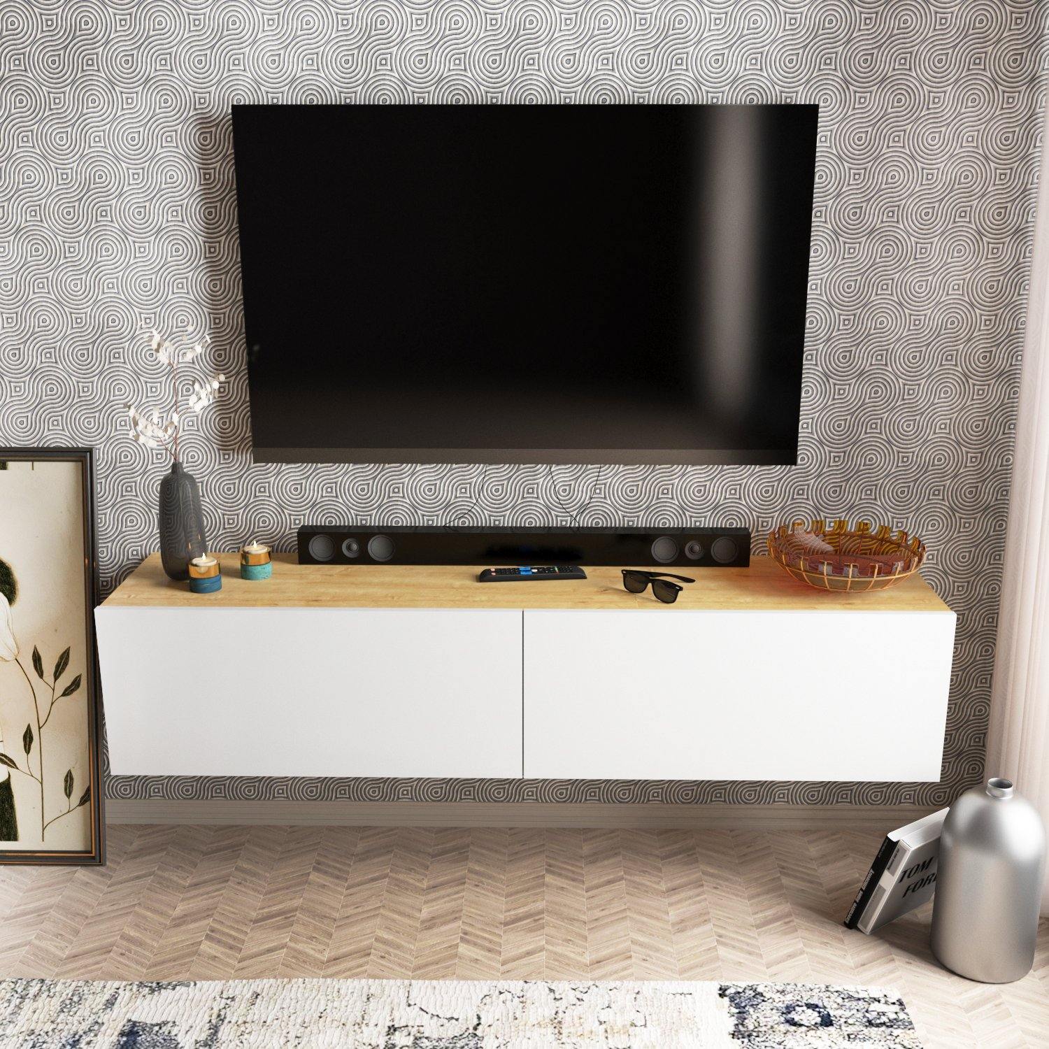 Poling 63" Wide Floating TV Stand and Media Console for TVs up to 70"