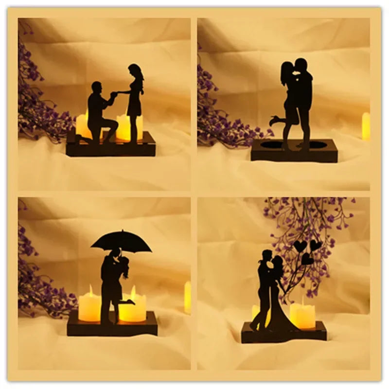 Romantic Couple Ornaments Creative Candlestick Room Decoration Accessories