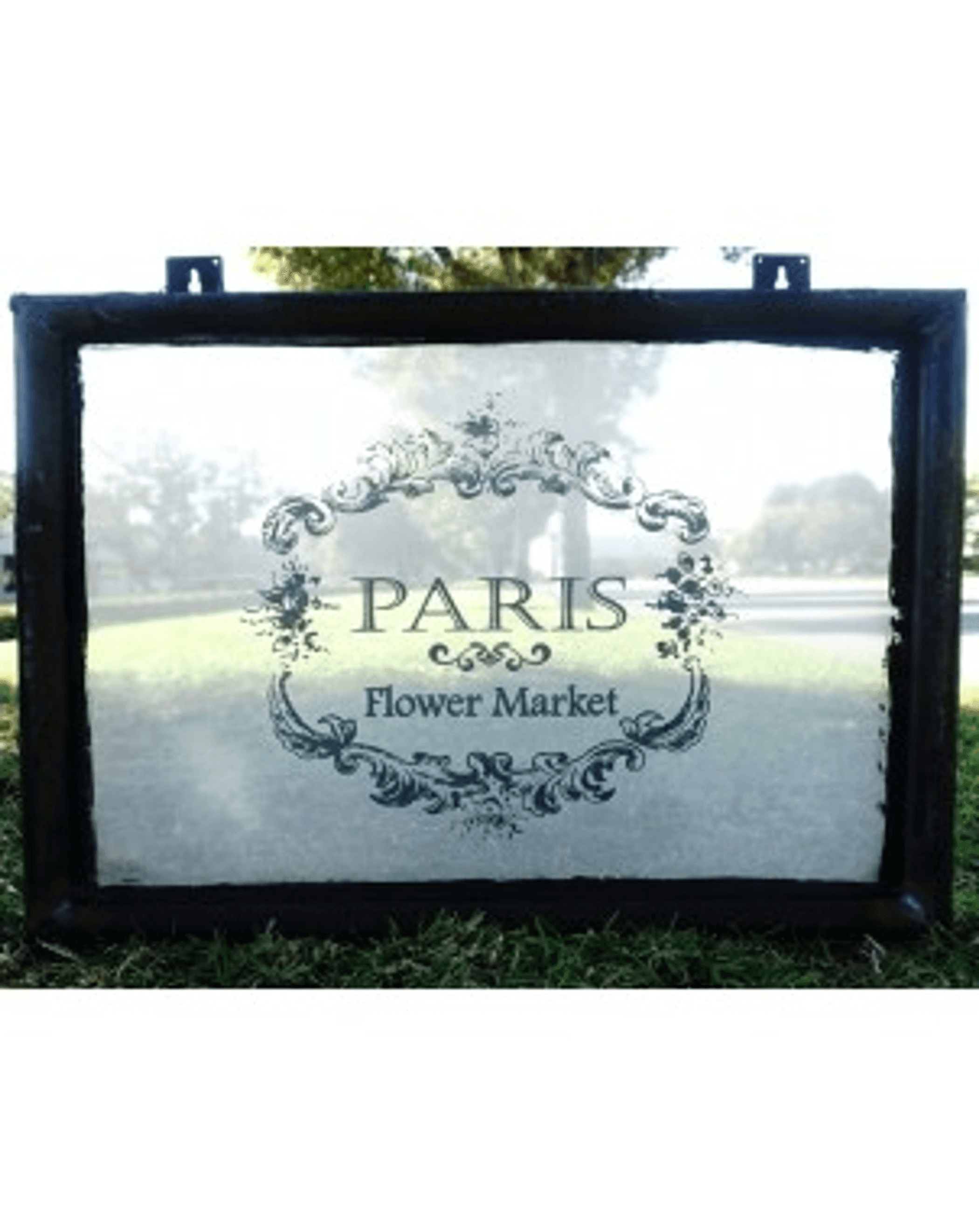 Vintage Paris Flower Market Screen Print Art With Hollow Iron Frame - PRHOMZ