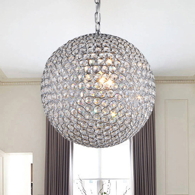 Isabella's Sparkling Symphony: Modern LED Chandelier with Crystal Orb Shade