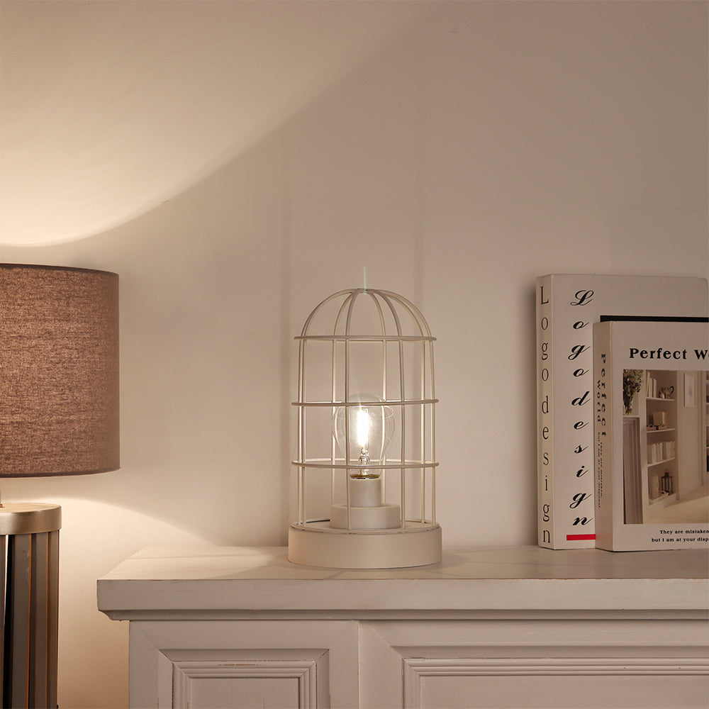 9.5"H Decorative Table Lamp Metal Cage Cordless Lamps-4