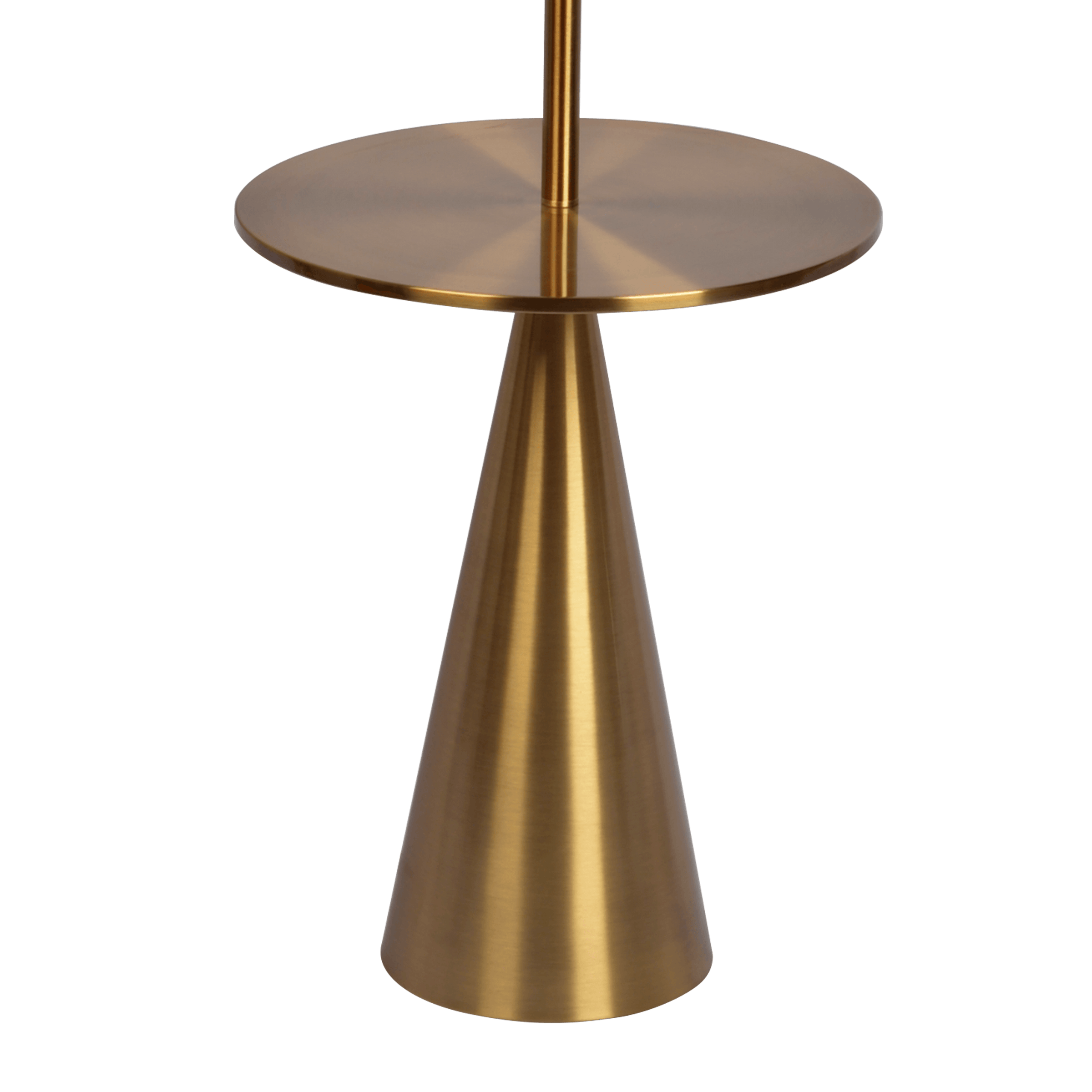 Celestial Modern Floor Lamp with Brass Accent Table and Large White Shade