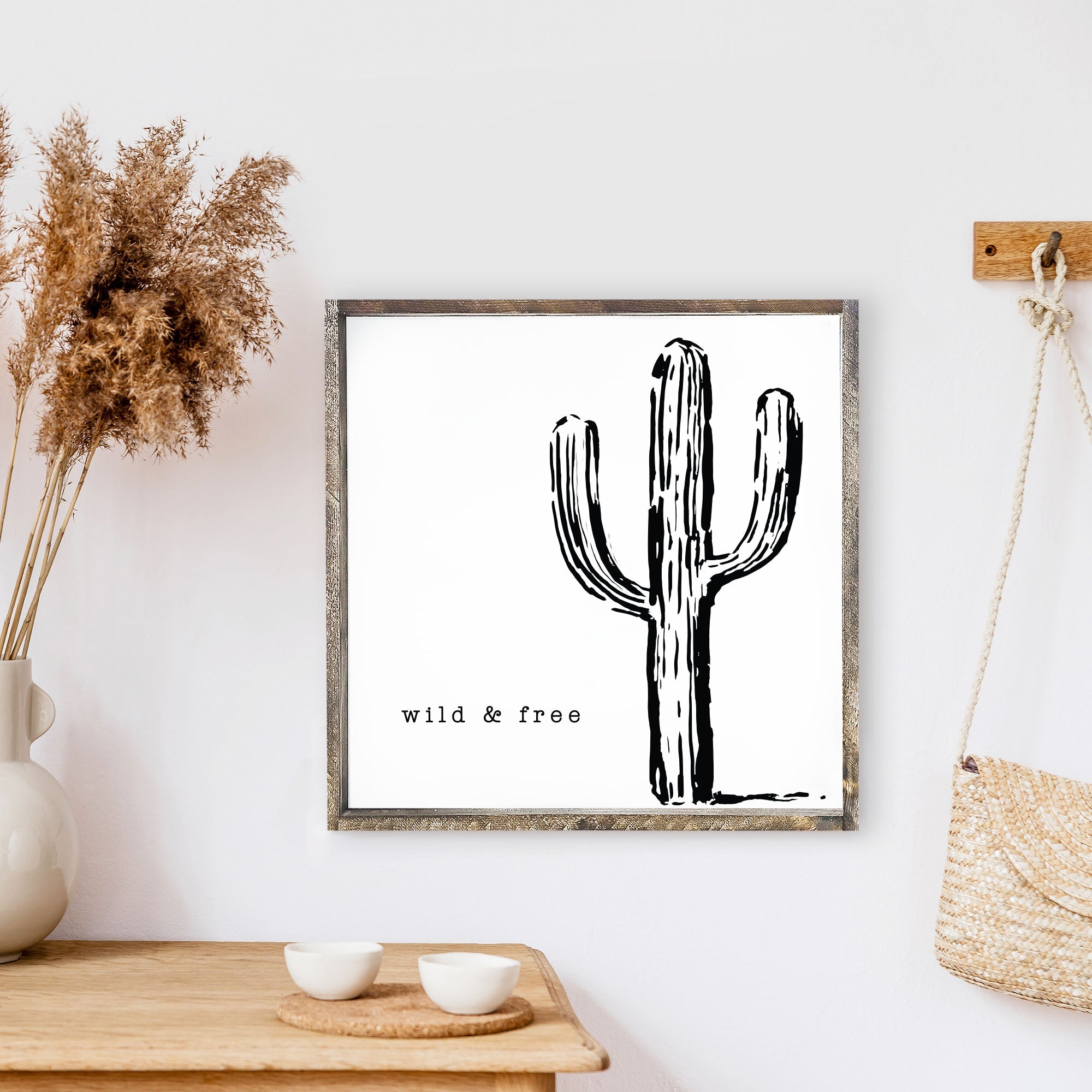 Cactus Wild & Free Wood Sign-5