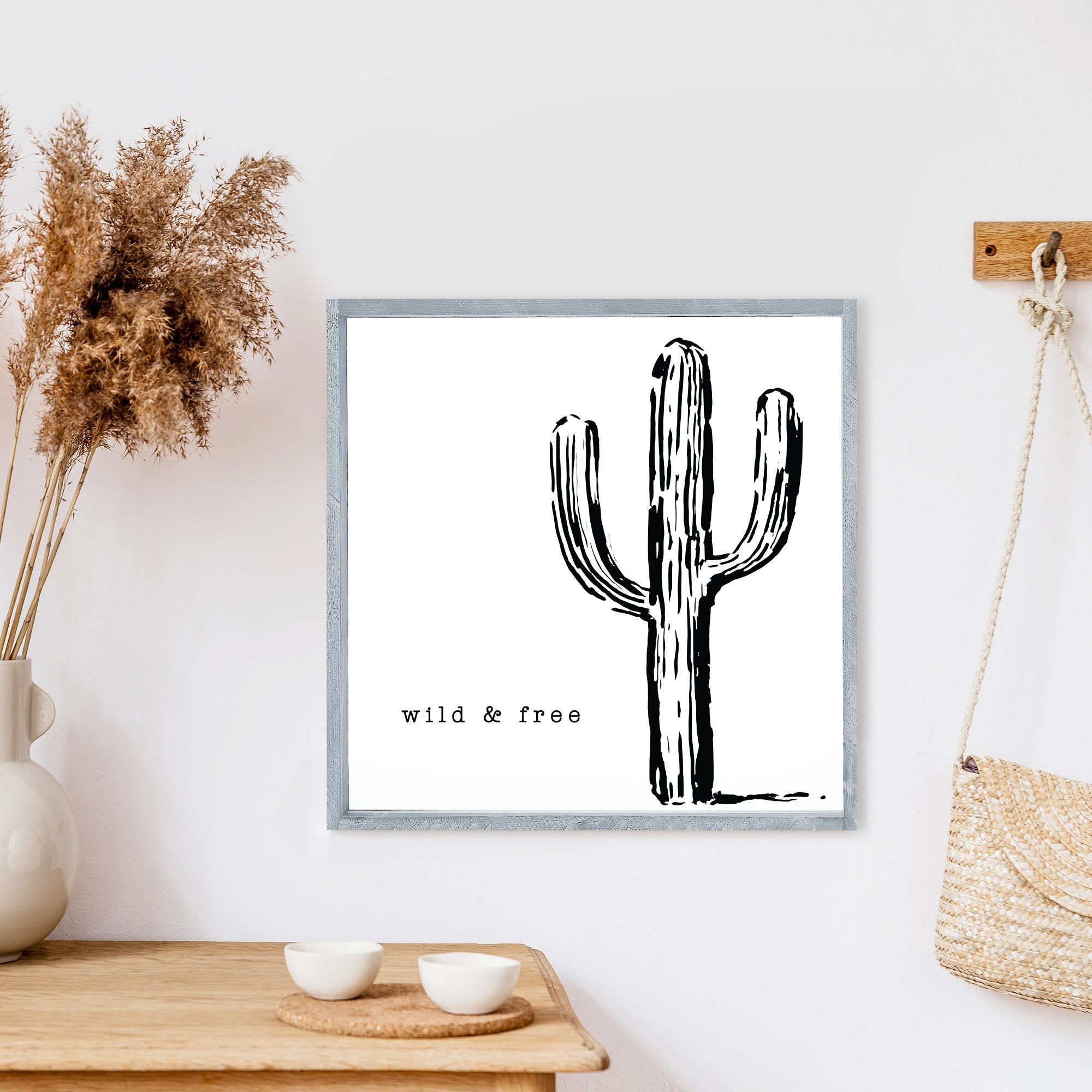 Cactus Wild & Free Wood Sign-7