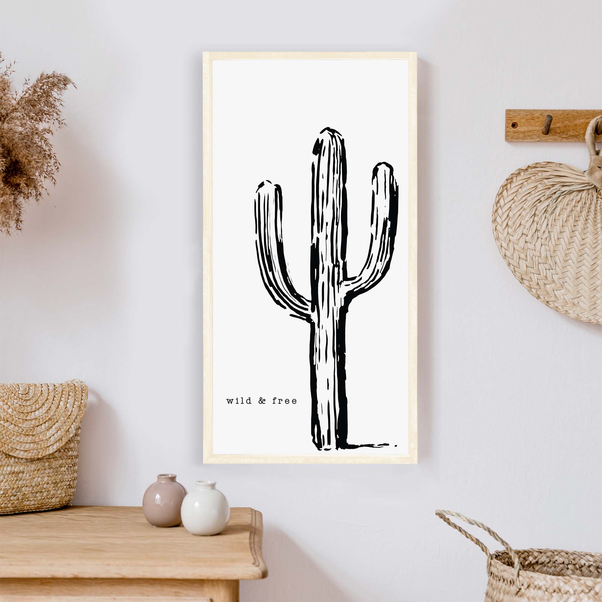 Cactus Wild & Free Wood Sign-3