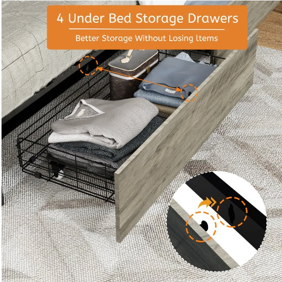 Queen-size Bed Frame For Storage Drawers