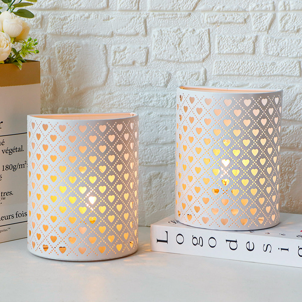 8''H Set of 2 Wall Sconce Lighting Metal Modern Wall Mount Lamp with 6-Hours Timer(Heart Shape)-2