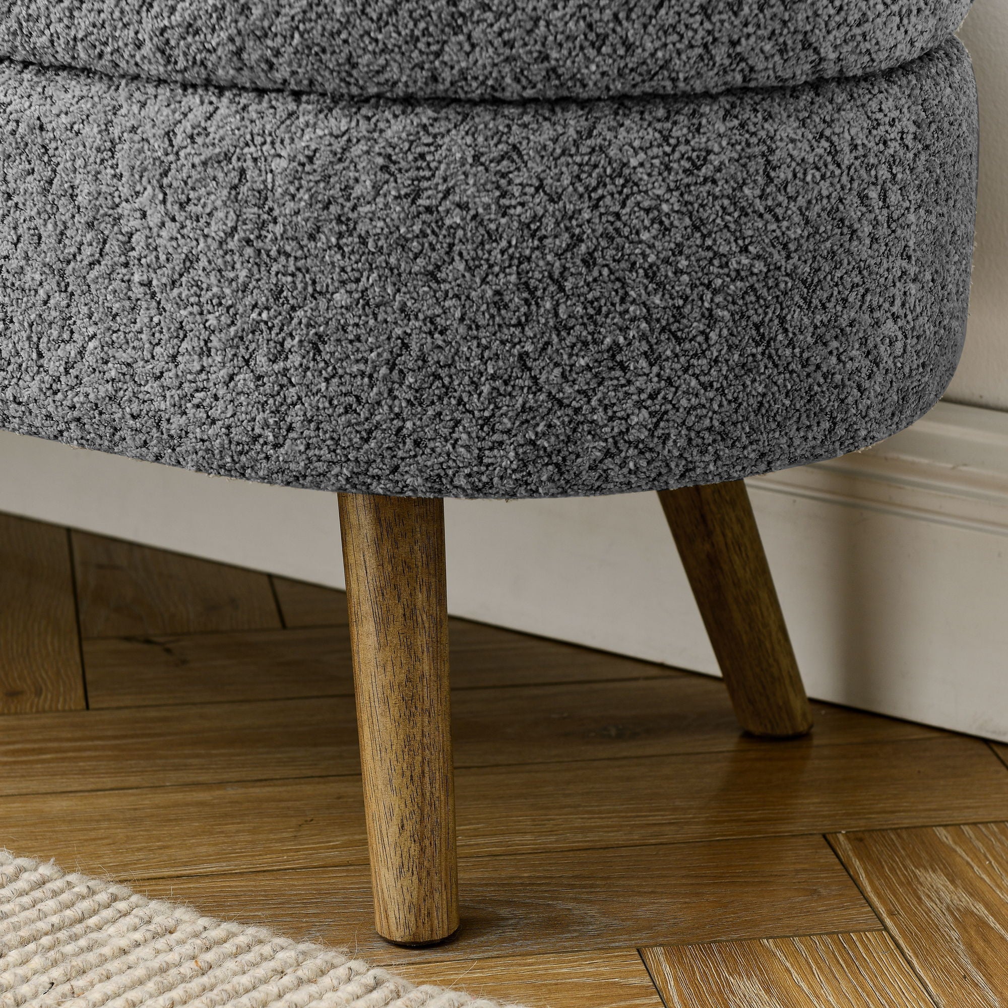 Ottoman Oval Storage Bench with Rubber Wood Legs
