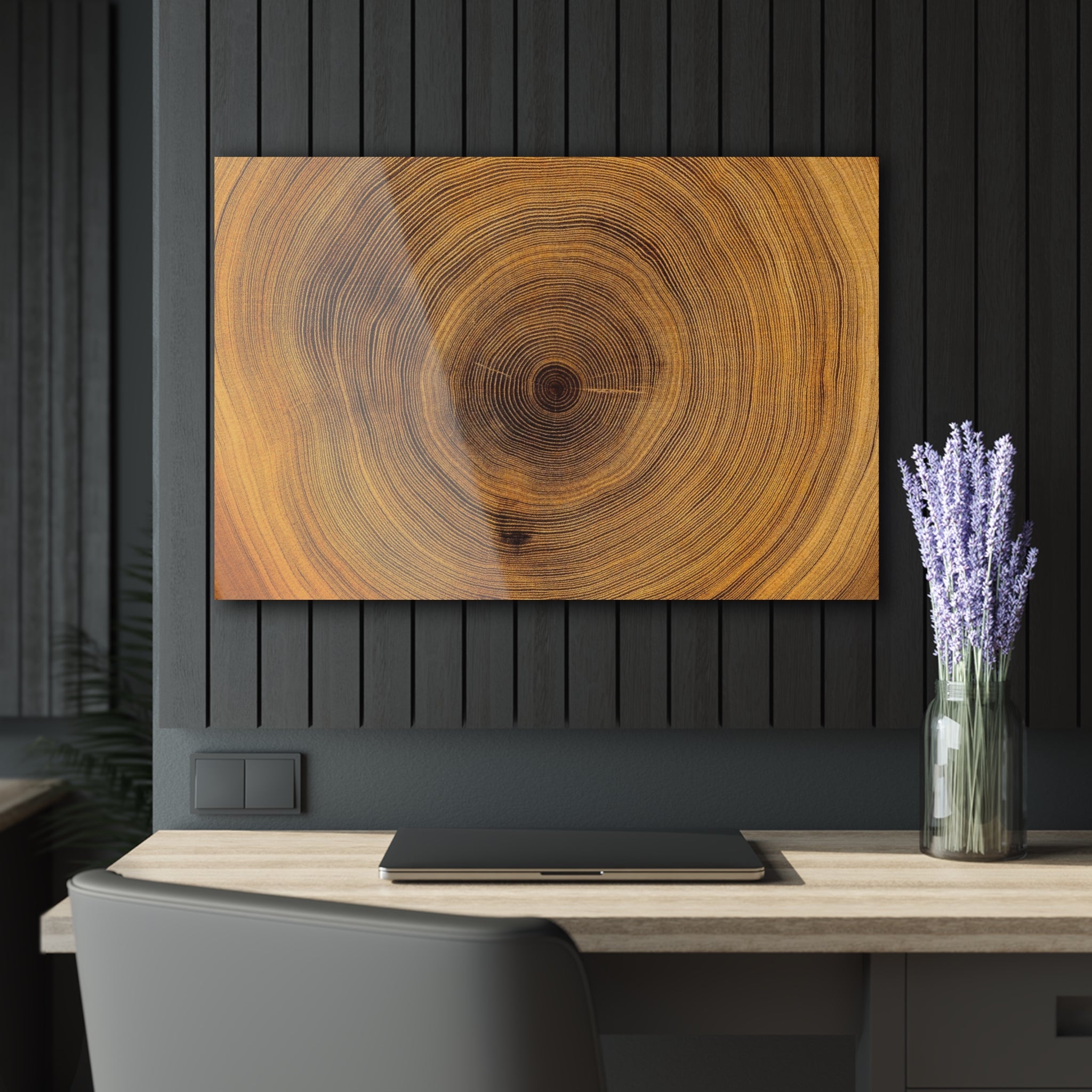 Nature, brown wood print, wall glass art