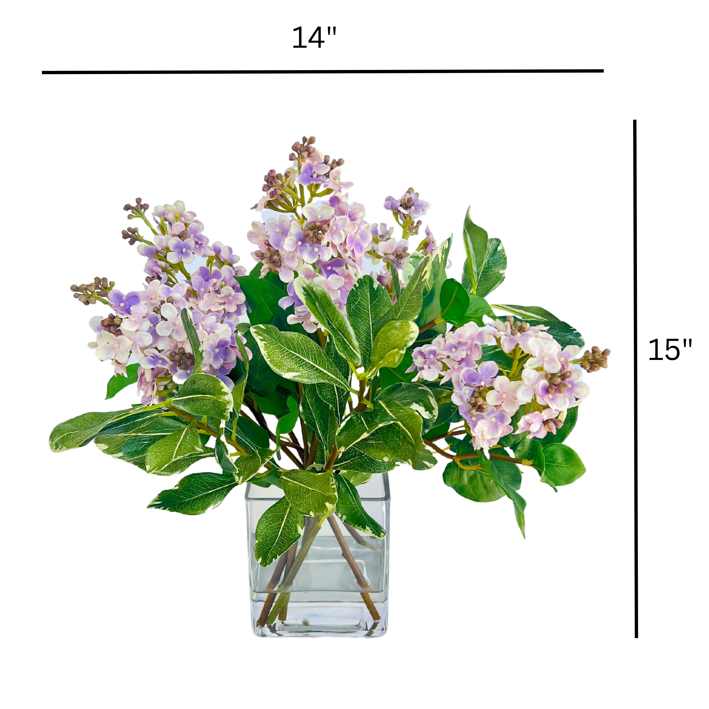 Faux Lilac Flower Arrangement Centerpiece - 15"-1