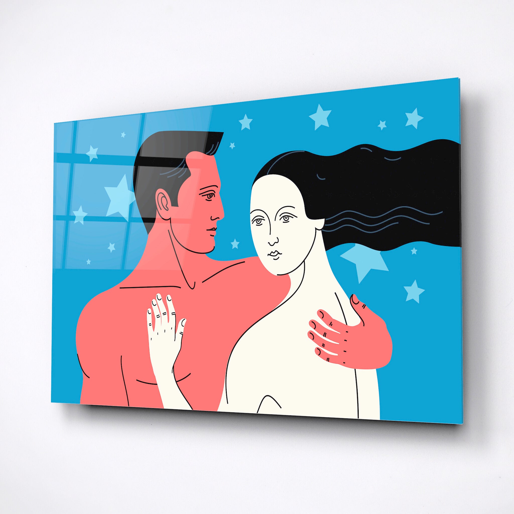 couple in love tempered glass wall art