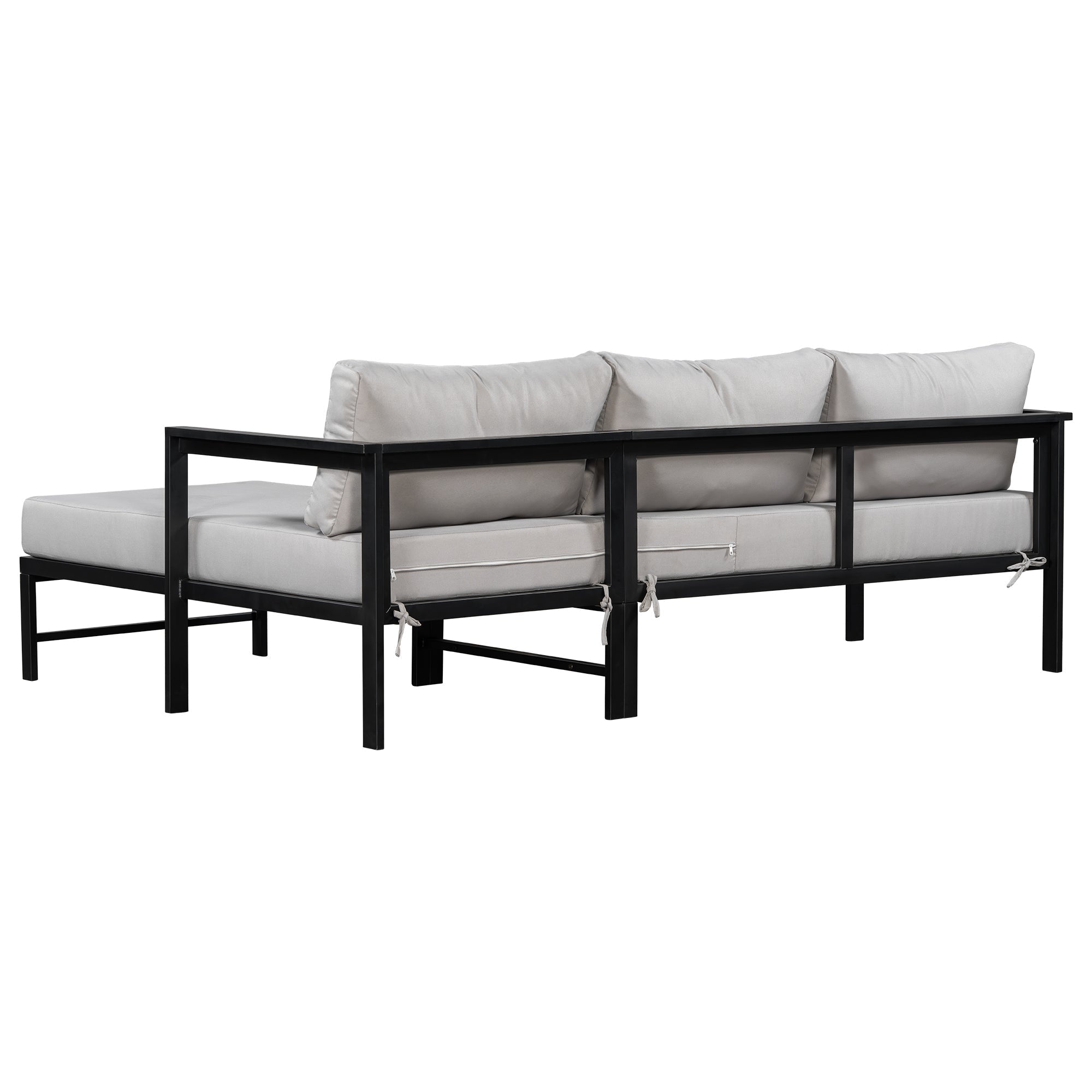 U_style Outdoor L-Shaped Sofa with Iron Frame and Ultra-Thick Cushions