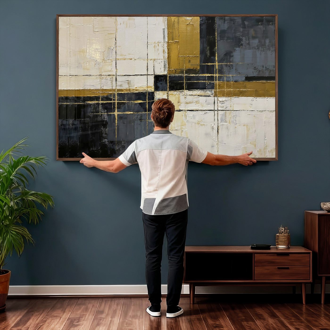 Abstract Gold and Black Wall Art Canvas Print – Modern