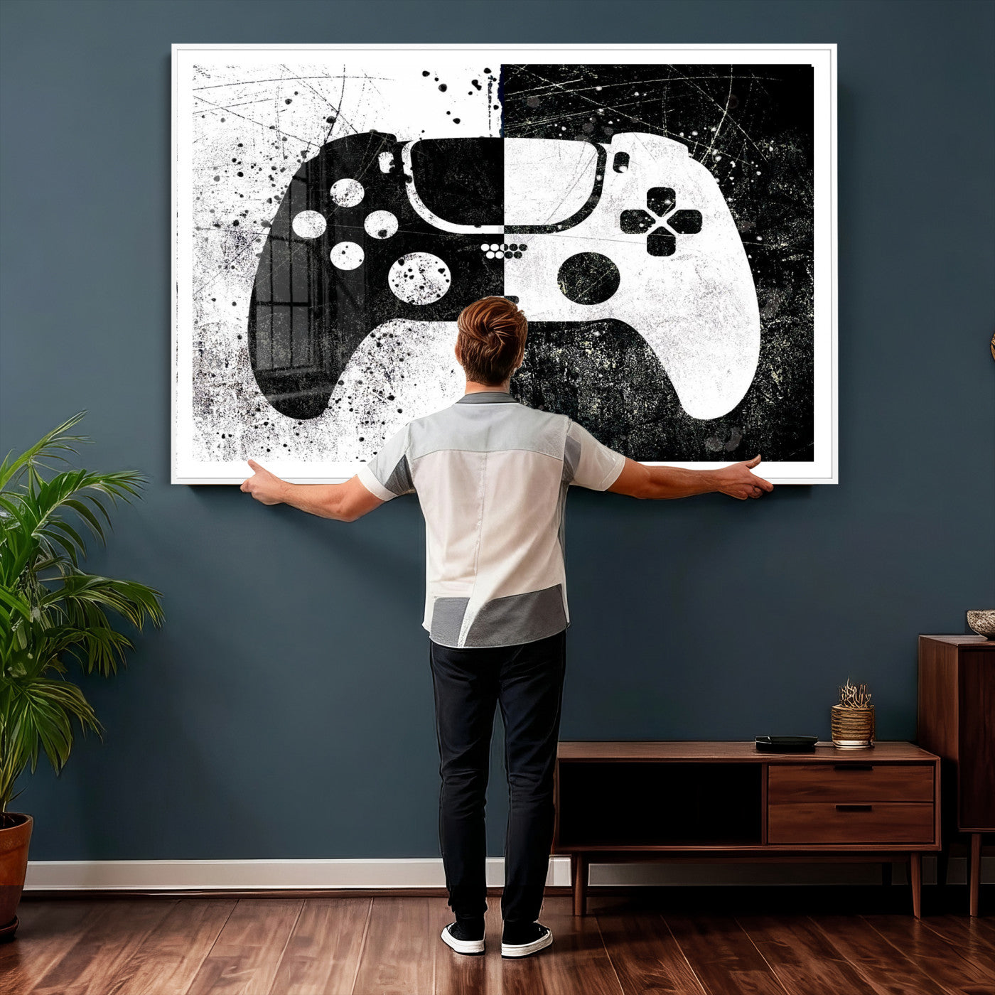 Abstract Gaming Controller Wall Art Canvas Print
