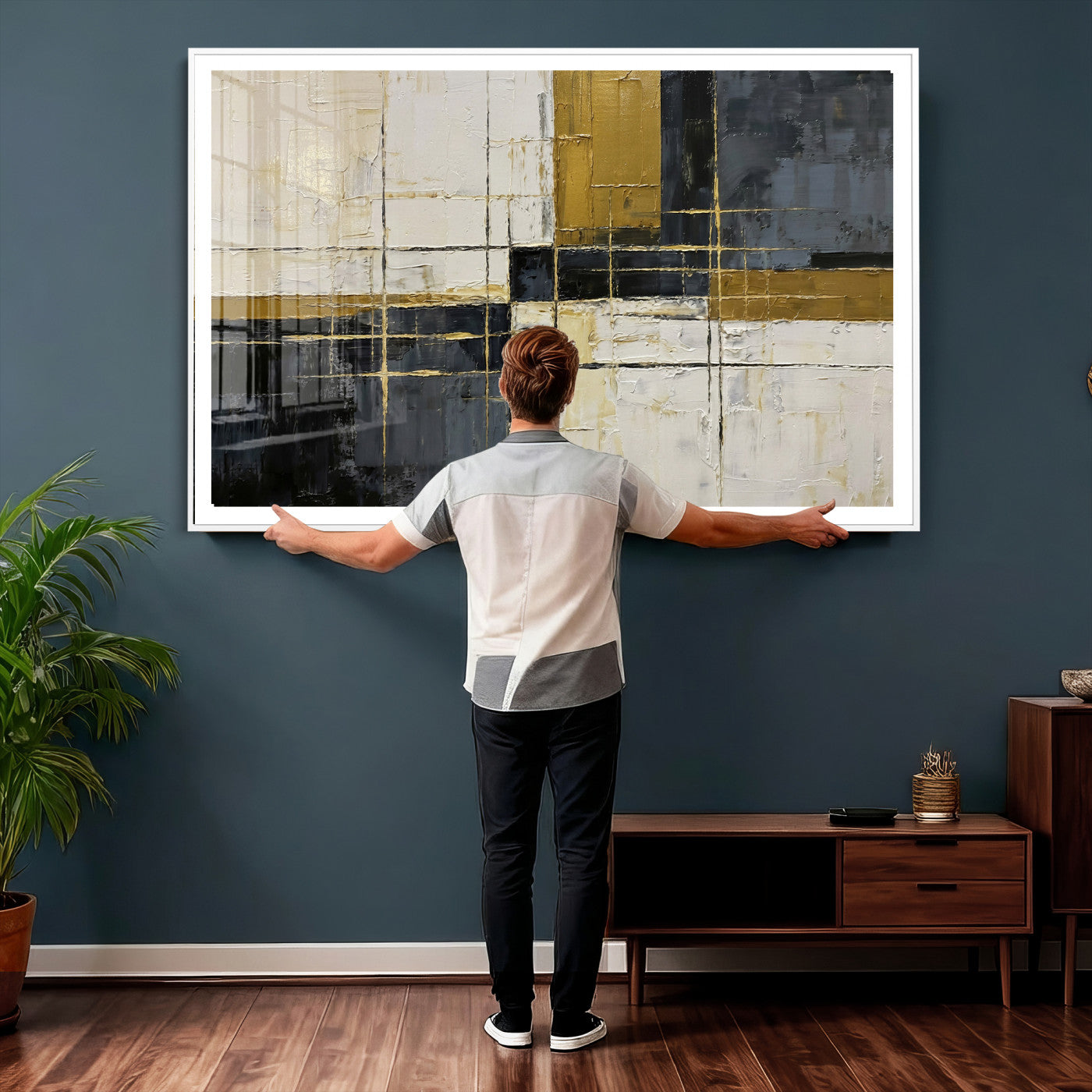 Abstract Gold and Black Wall Art Canvas Print – Modern