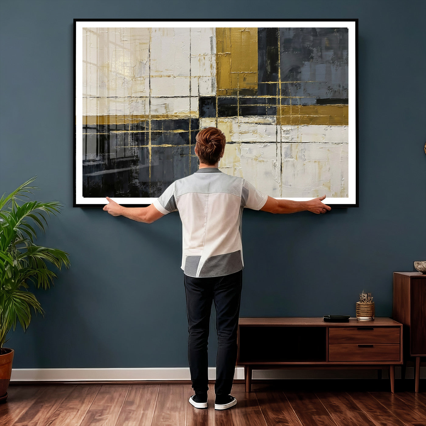 Abstract Gold and Black Wall Art Canvas Print – Modern