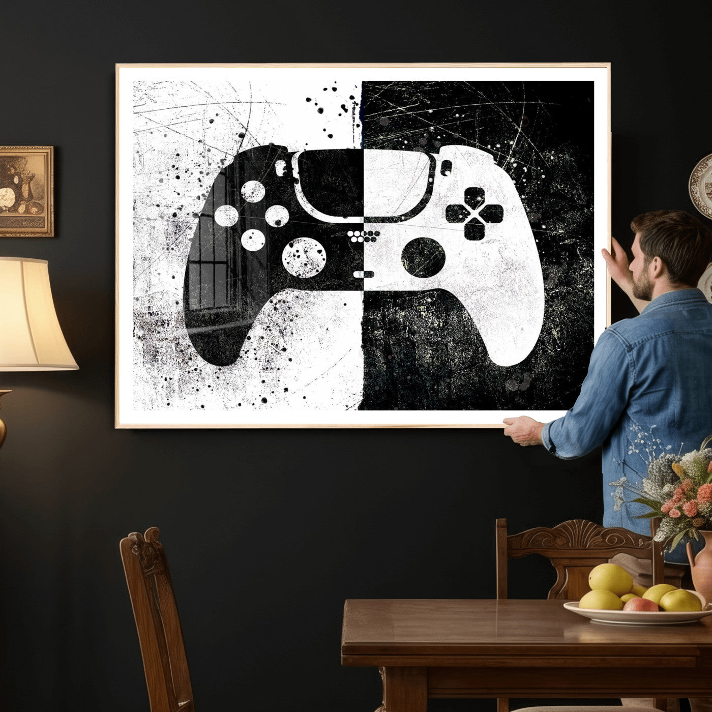 Abstract Gaming Controller Wall Art Canvas Print