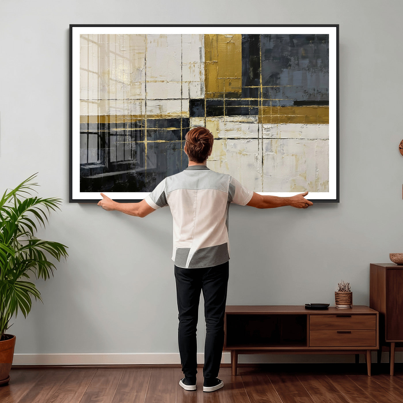 Abstract Gold and Black Wall Art Canvas Print – Modern
