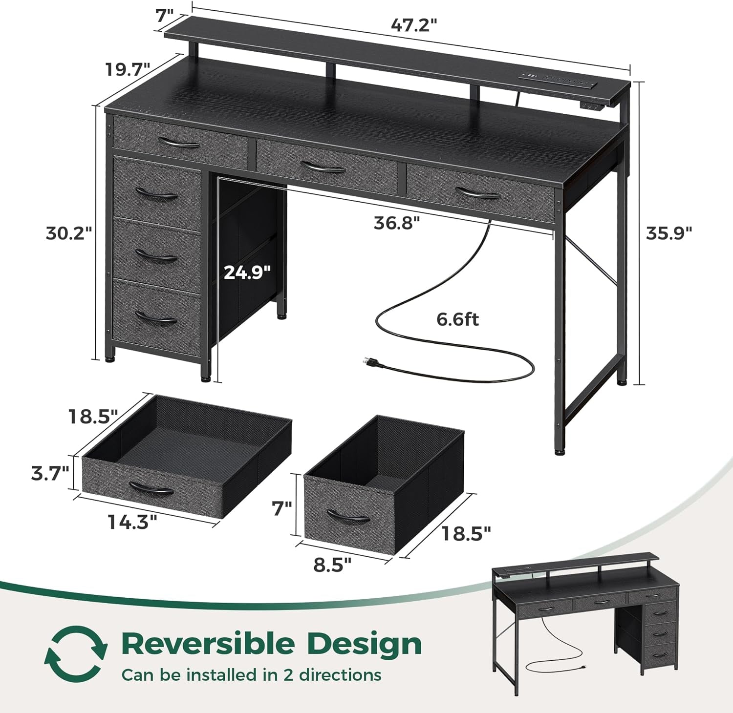 47 Inch RGB Gaming Desk For Home Office And Gaming Setup