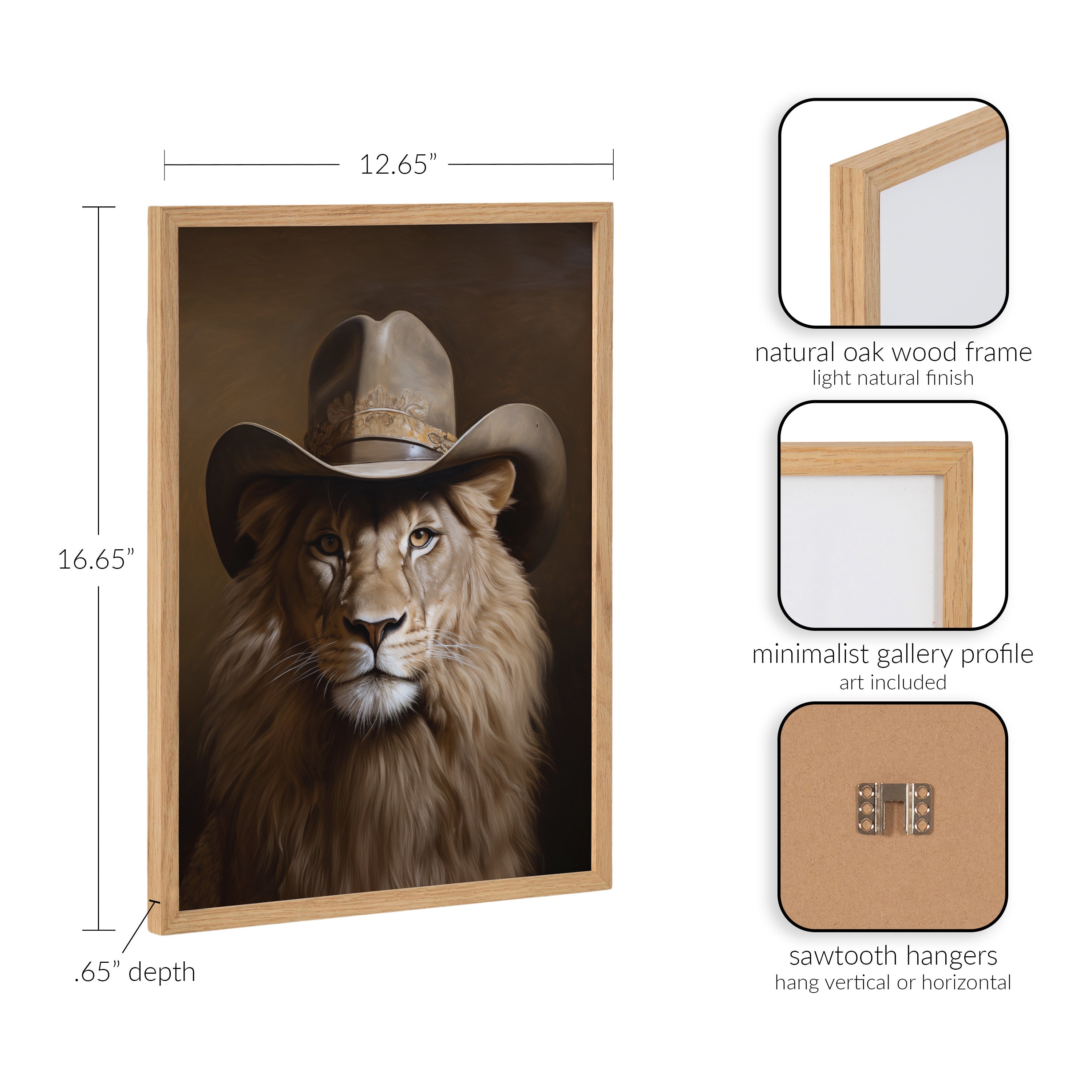 Gallery Lion Wearing a Western Cowboy Hat Print by The Creative Bunch Studio