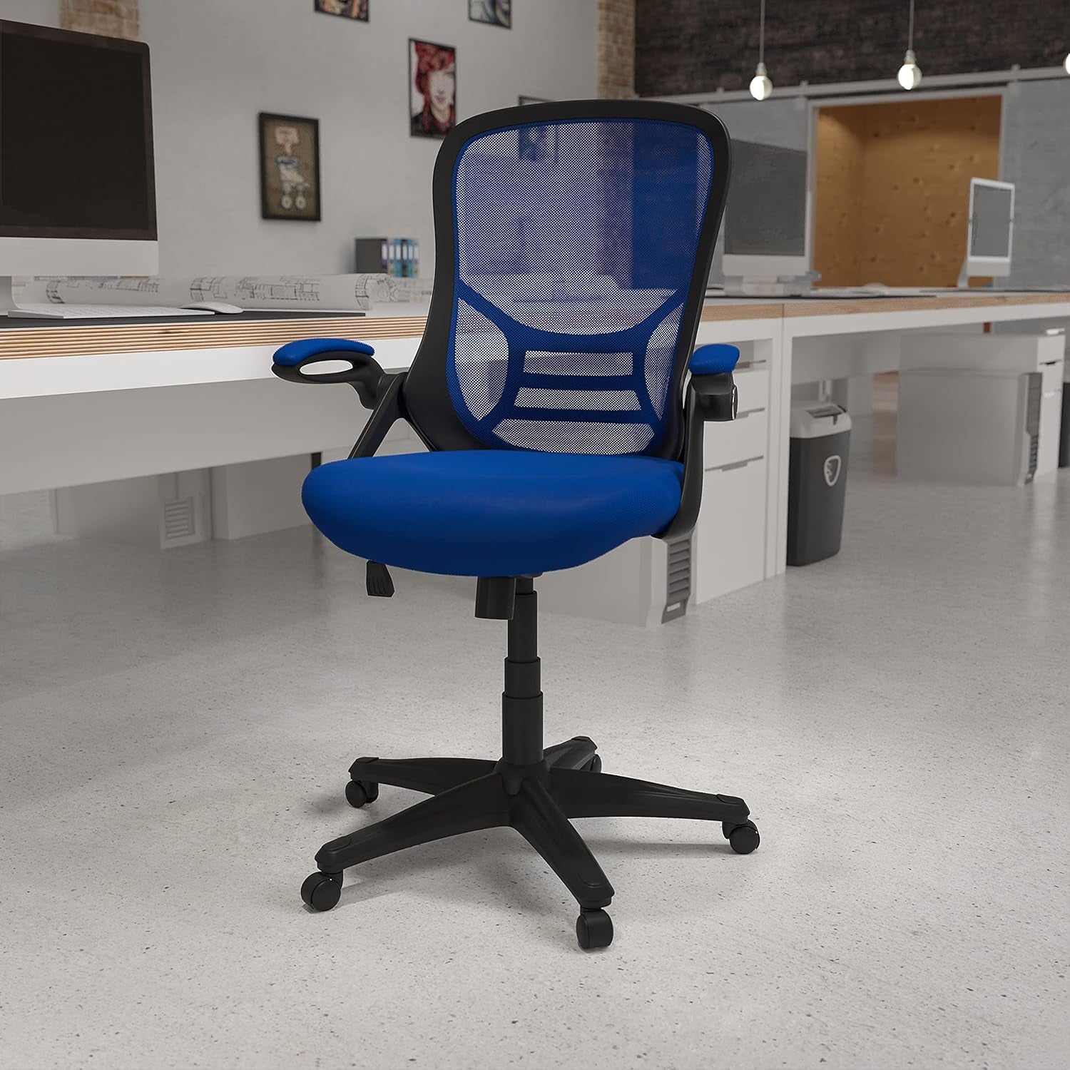 Swivel Office Chair With Lumbar Support And Flip Up Armrests