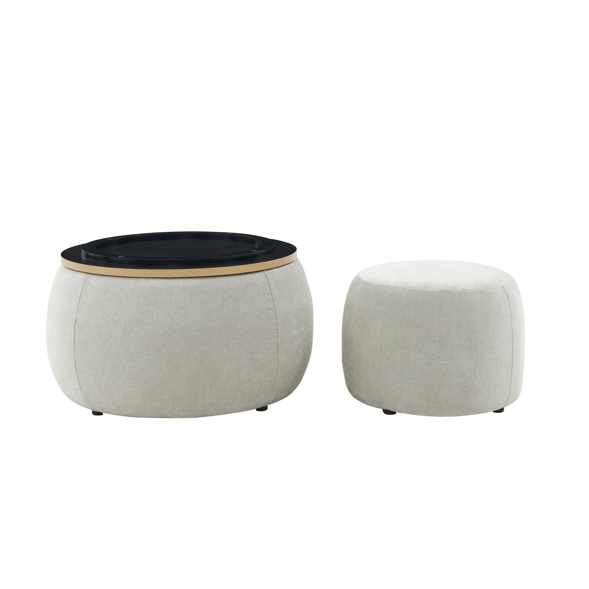 Modern Classic Round Storage Ottoman Coffee Table with Removable Top