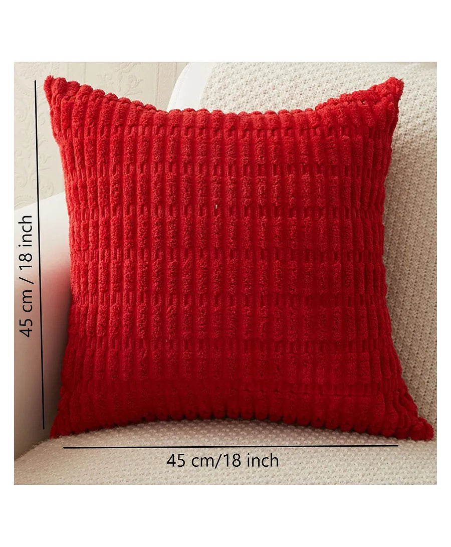 Red Corduroy Cushion Cover | 45x45cm | Soft Plush Cotton Velvet-3
