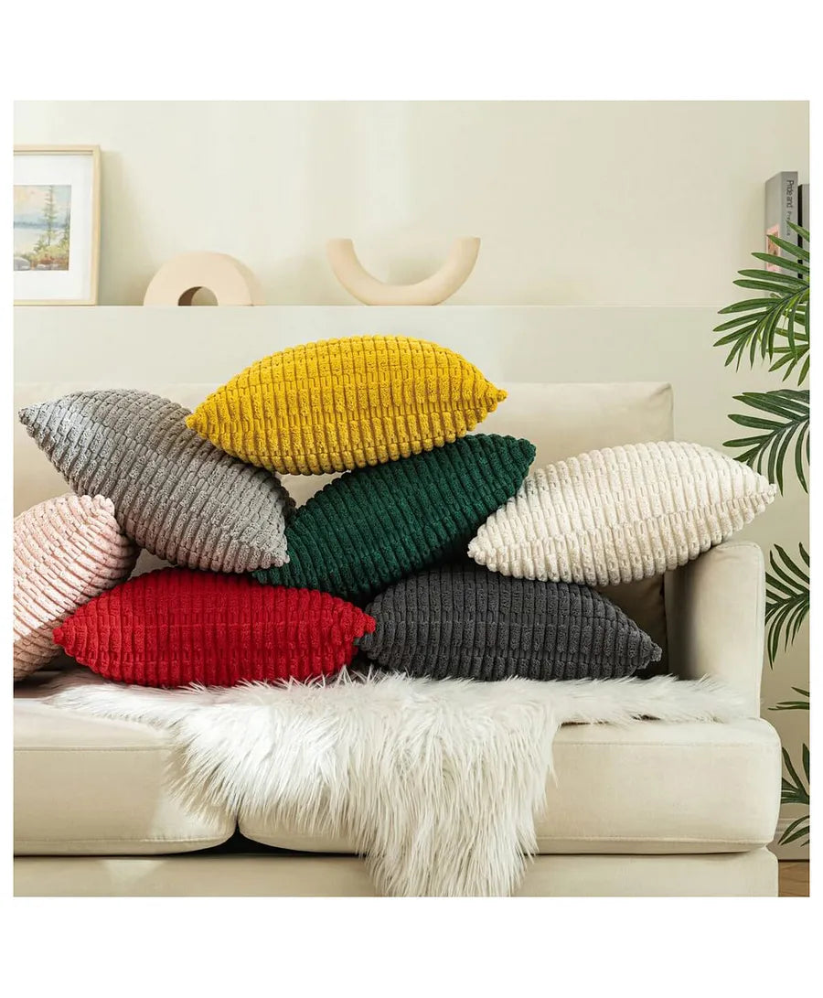 Red Corduroy Cushion Cover | 45x45cm | Soft Plush Cotton Velvet-4