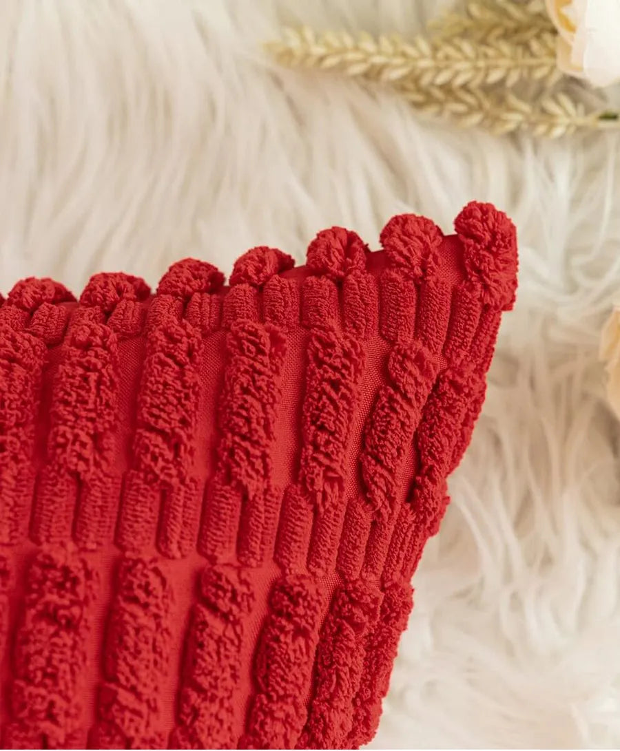 Red Corduroy Cushion Cover | 45x45cm | Soft Plush Cotton Velvet-2