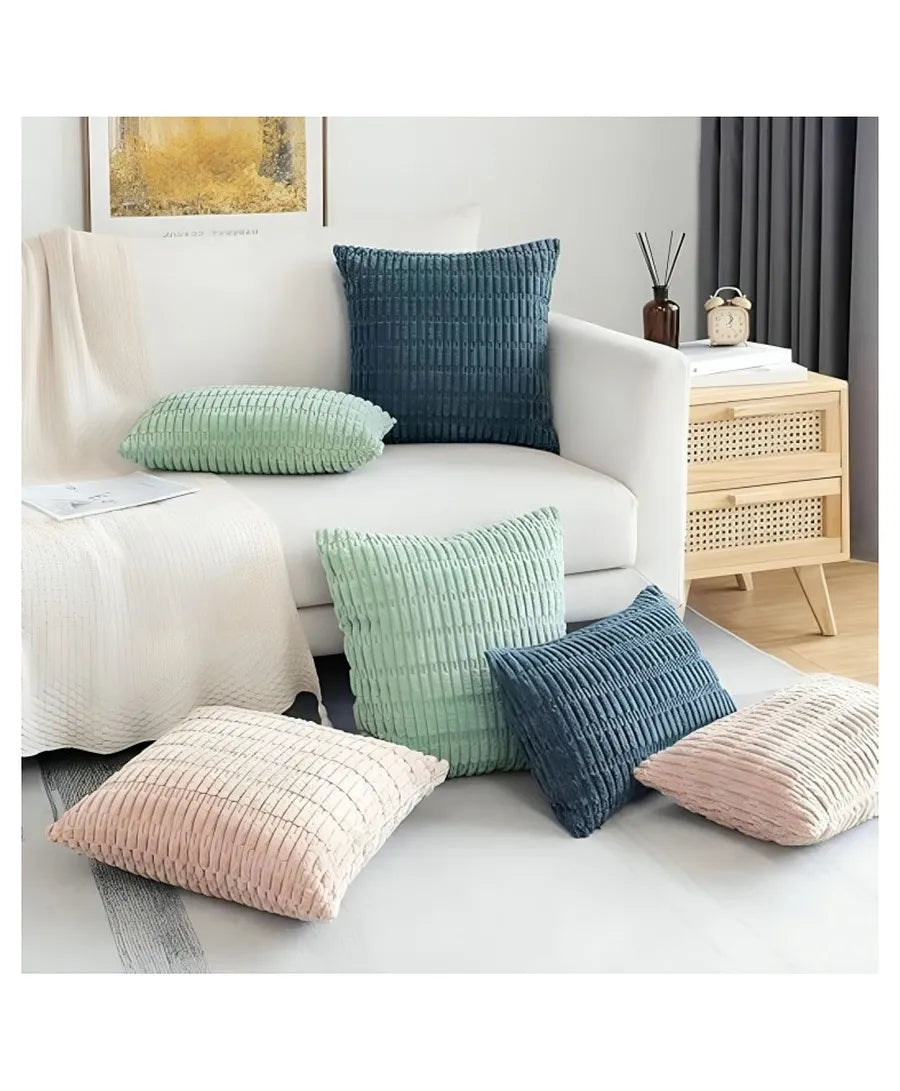 Light Brown Corduroy Cushion Cover | 45x45cm | Soft Plush Cotton Velvet-2