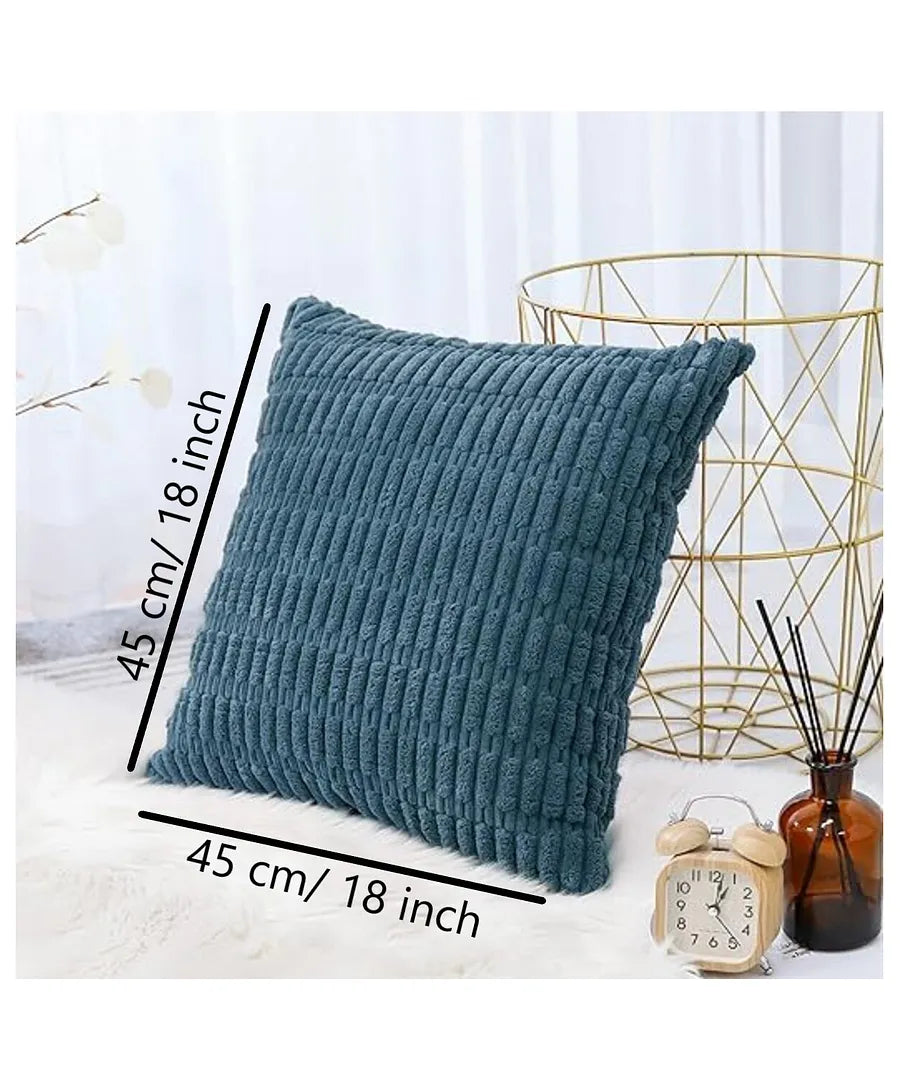 Blue Corduroy Cushion Cover | 45x45cm | Soft Plush Cotton Velvet-2