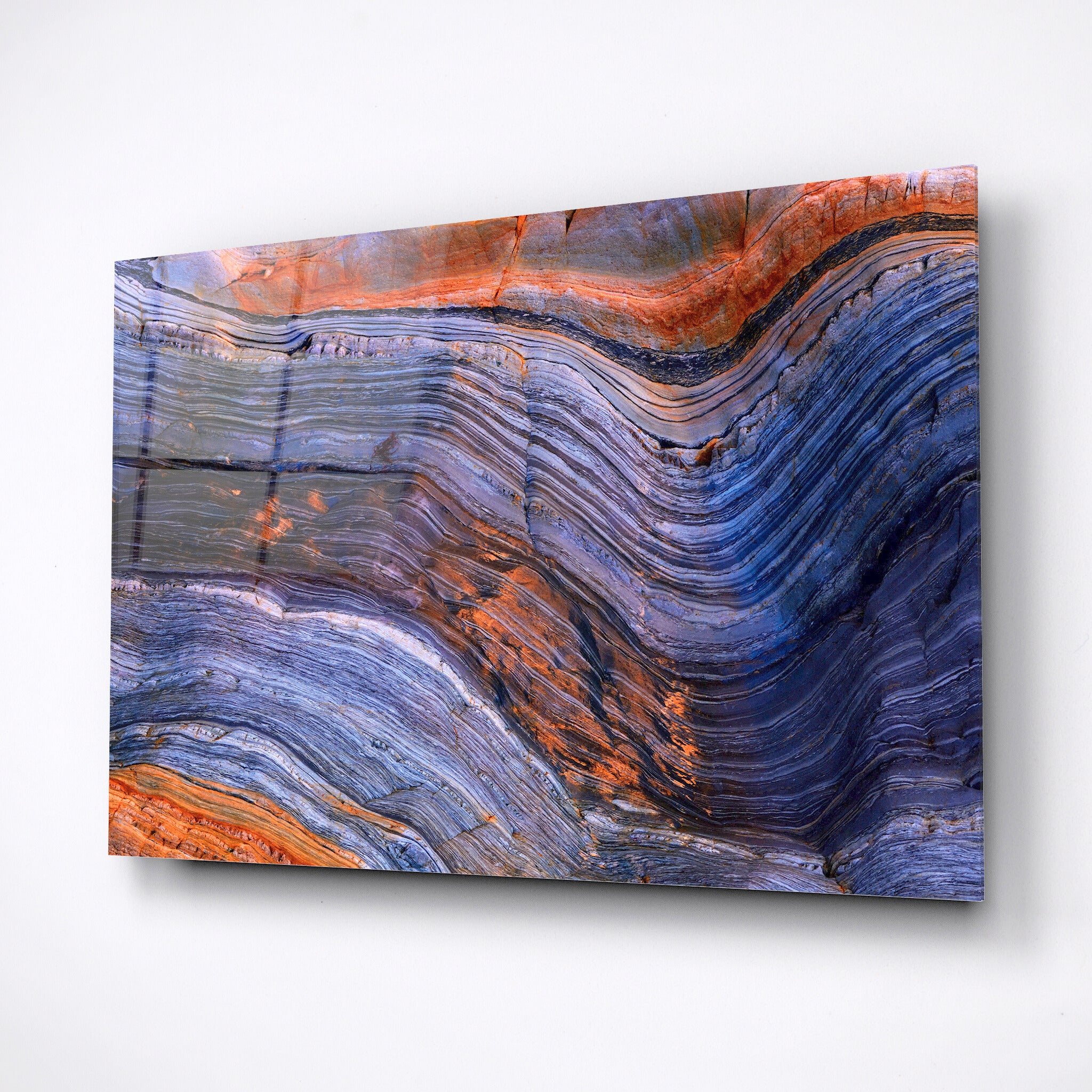 Tempered glass wall art, violet stone slice