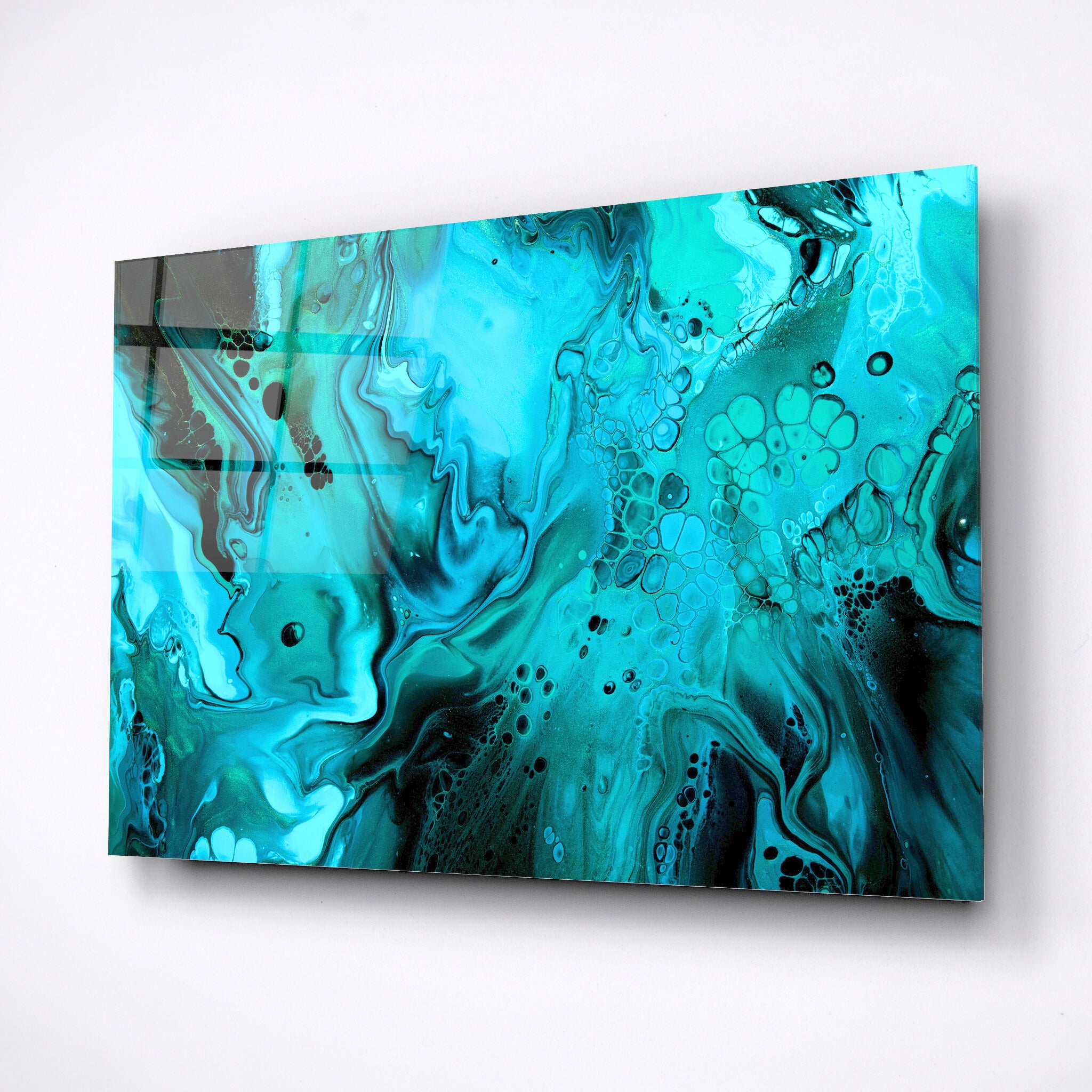 Turquoise shades, liquid ink, modern wall art