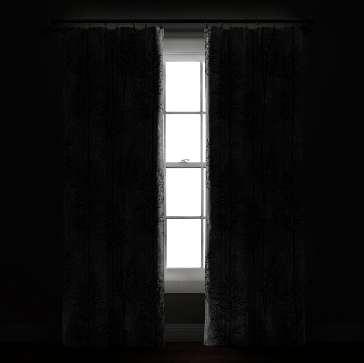 Linear Tree Insulated Rod Pocket Blackout Curtain Panel Set