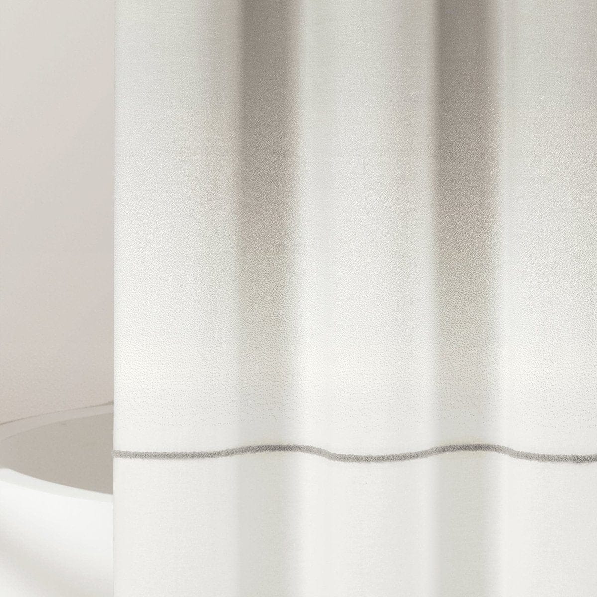 Ombre Embroidery Tassel Cotton Shower Curtain