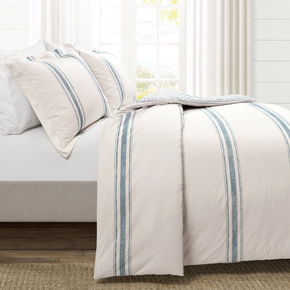Farmhouse Stripe 100% Cotton Duvet Cover Set