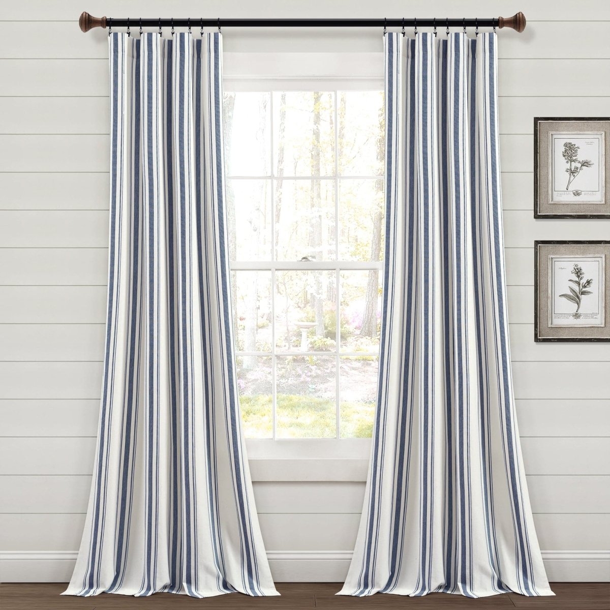 Farmhouse Stripe Yarn Dyed Recycled Cotton Blend Window Curtain Panel Set
