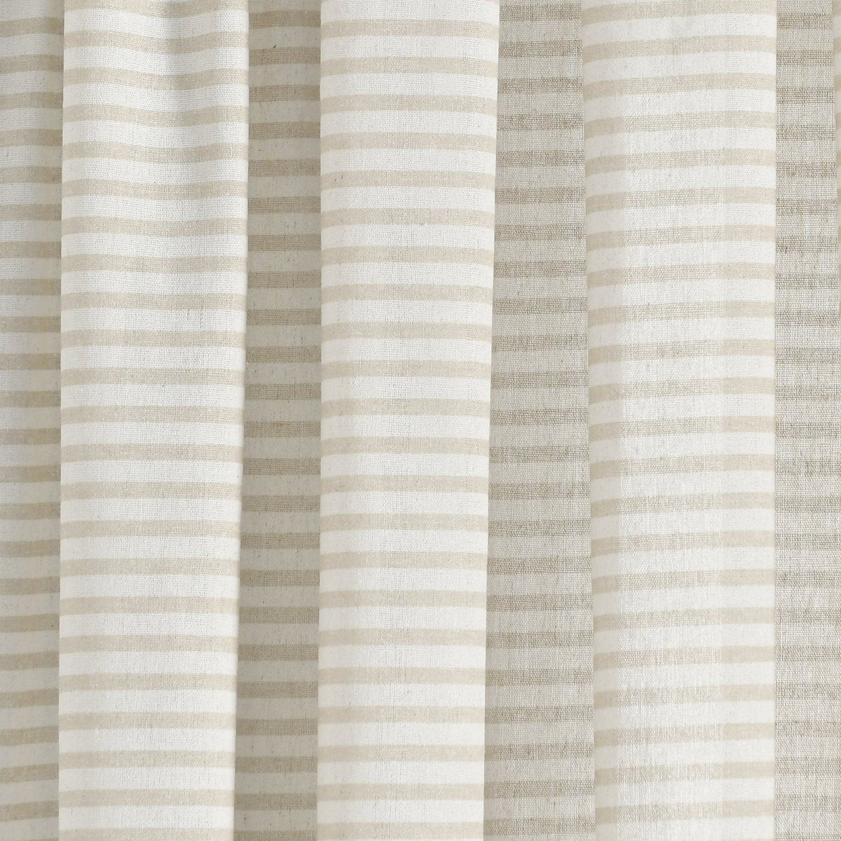 Boho Coastal Horizontal Ticking Stripe Tassel Window Curtain Panel Set