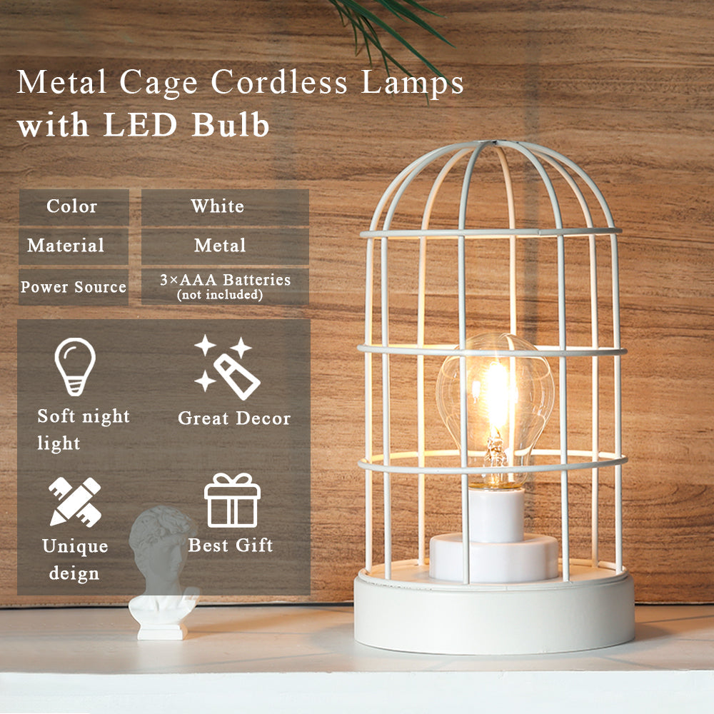 9.5"H Decorative Table Lamp Metal Cage Cordless Lamps-1