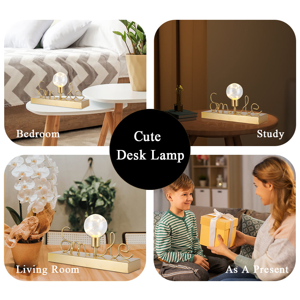 Decorative Cordless lamp Home Decor Lights with Warm White Fairy Lights(Smile)-4